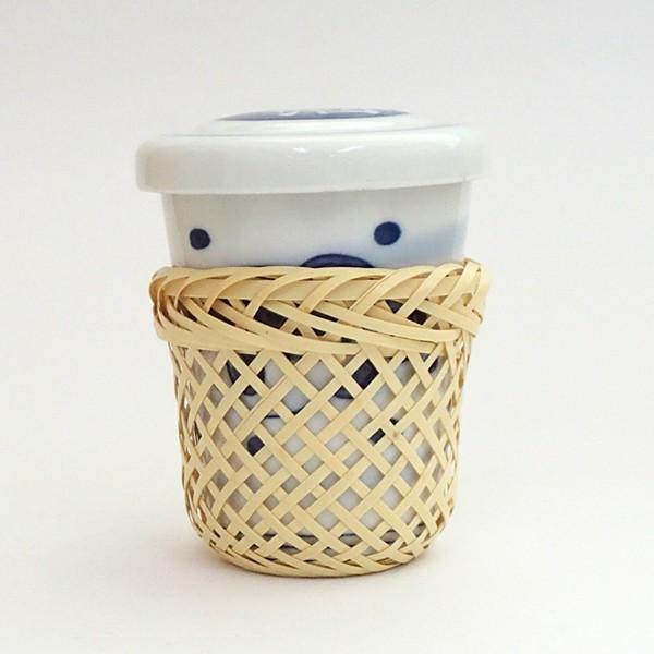 ヒレ酒カップ 竹製ハカマ付き 呉須ふぐ ひれ酒 陶器 日本酒 おしゃれ
