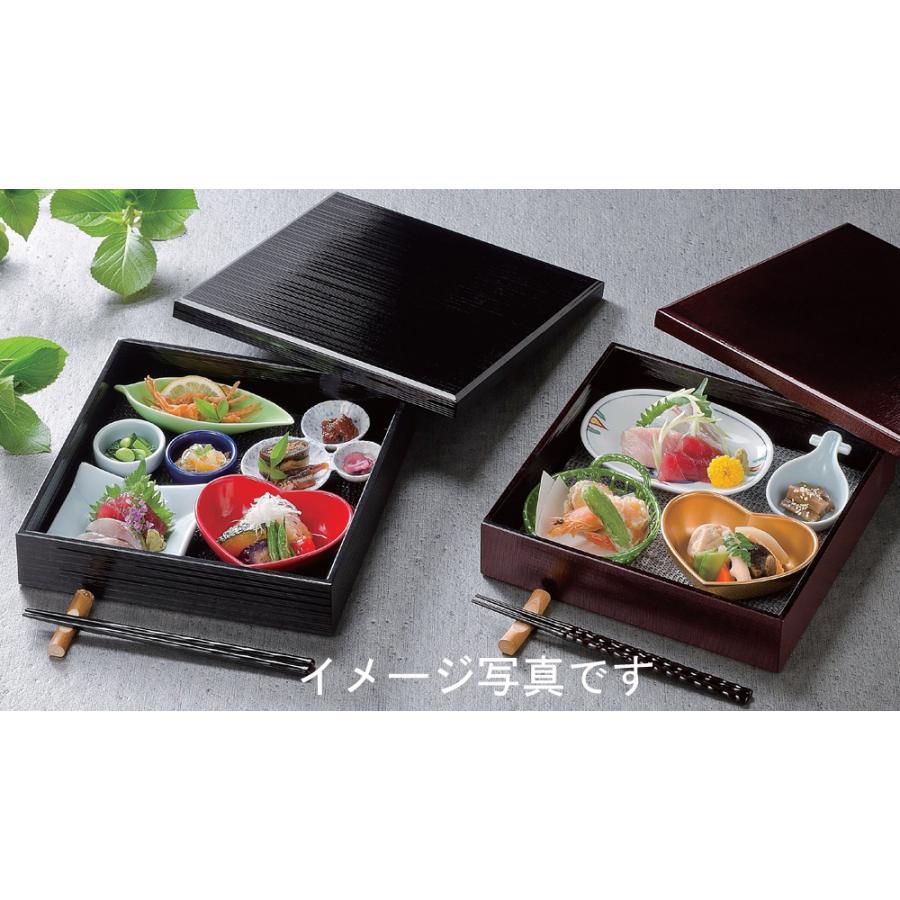木製8.5寸千筋松花堂 総黒 仕切付 弁当箱 おしゃれ 業務用 容器