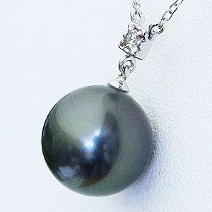 真珠 ブラックパール ペンダントネックレス タヒチ黒蝶真珠 パール 黒