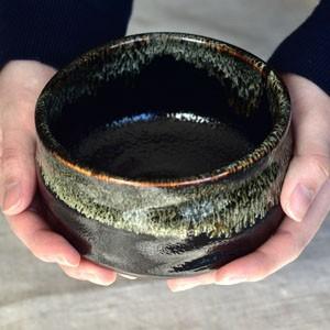 茶碗 抹茶碗 黒 在銘 釉垂 茶器 茶の湯 お稽古 茶碗 抹茶碗 黒 在銘 釉