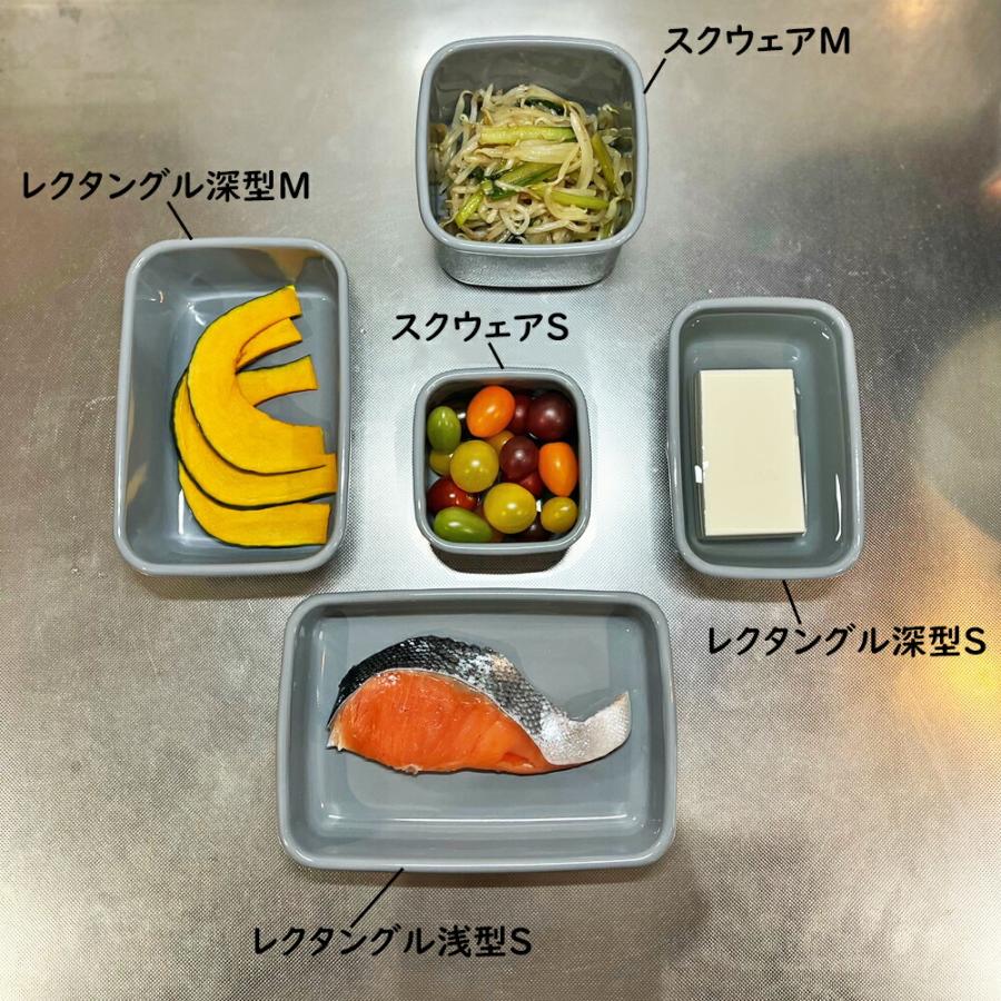 White Series 野田琺瑯 保存容器 ＋Gray グレー レクタングル深型S M L