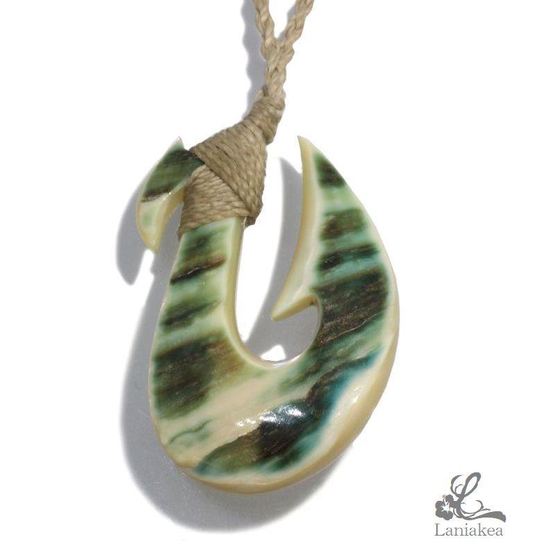 ハワイアンジュエリー 1点物レア フィッシュフック ネックレス 夜光貝