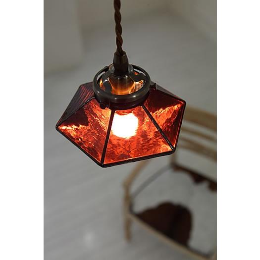 ペンダントライト レトロ 赤 レッド ステンドグラス ガラス