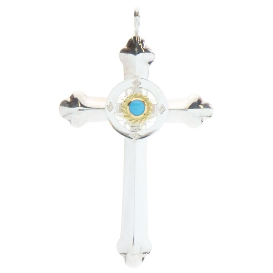 goro's（ゴローズ） 金縄ターコイズホイール付きクロス ペンダント