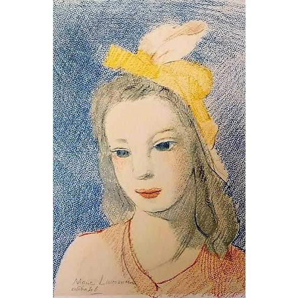 マリー・ローランサン「MarriceLaurencin」額装品 複製画 額縁外寸44.5