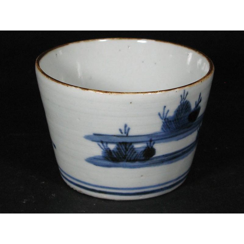 古伊万里 染付 松文 見込み岩波文 蛇の目高台 縁紅 蕎麦猪口 (17) : SK