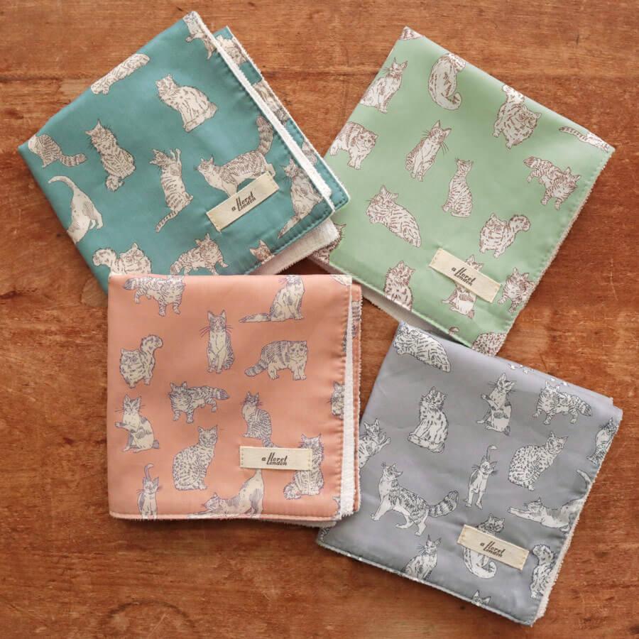 ハンカチリバティ LIBERTY ハンドタオル 猫 キャット レディース