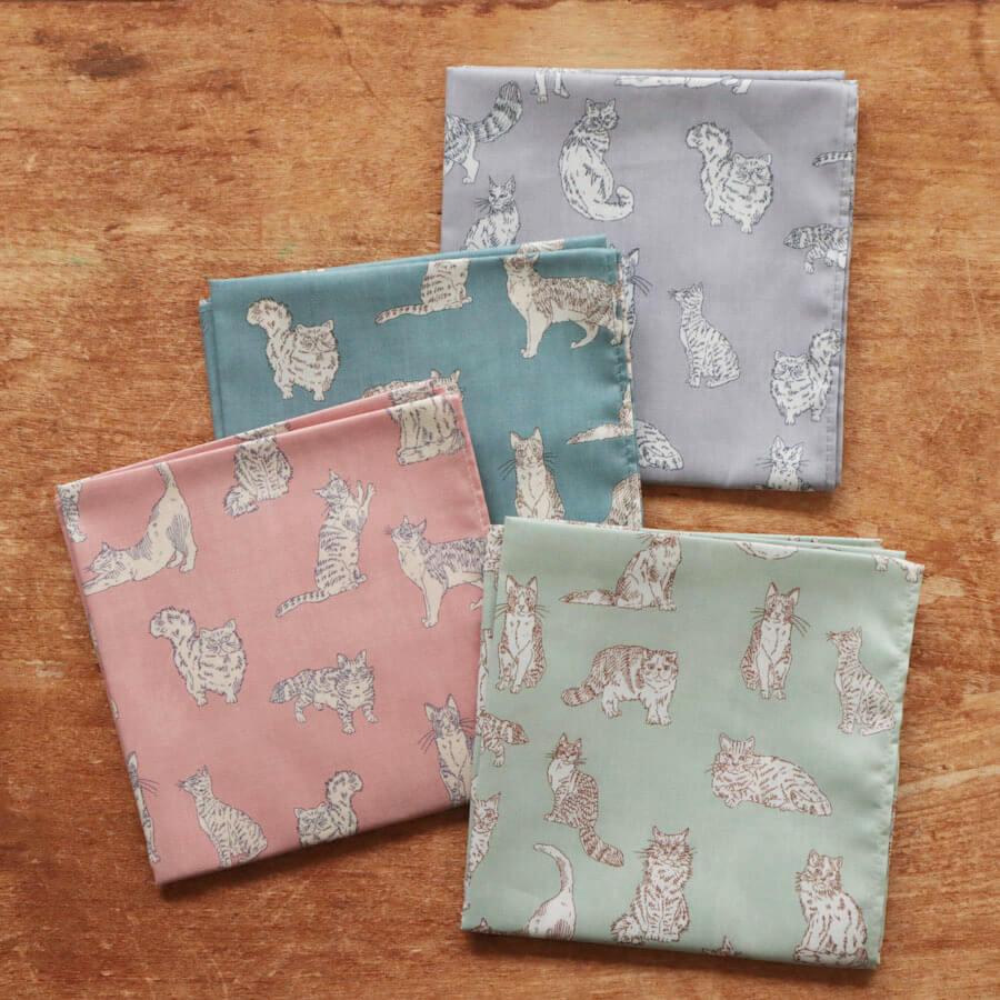 ハンカチ リバティ LIBERTY 猫 キャット レディース 大判 クロス