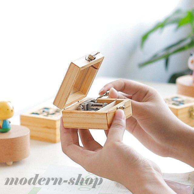 オルゴールフラミンゴ木製ミニ小さい手回し癒し用品音楽インテリア雑貨