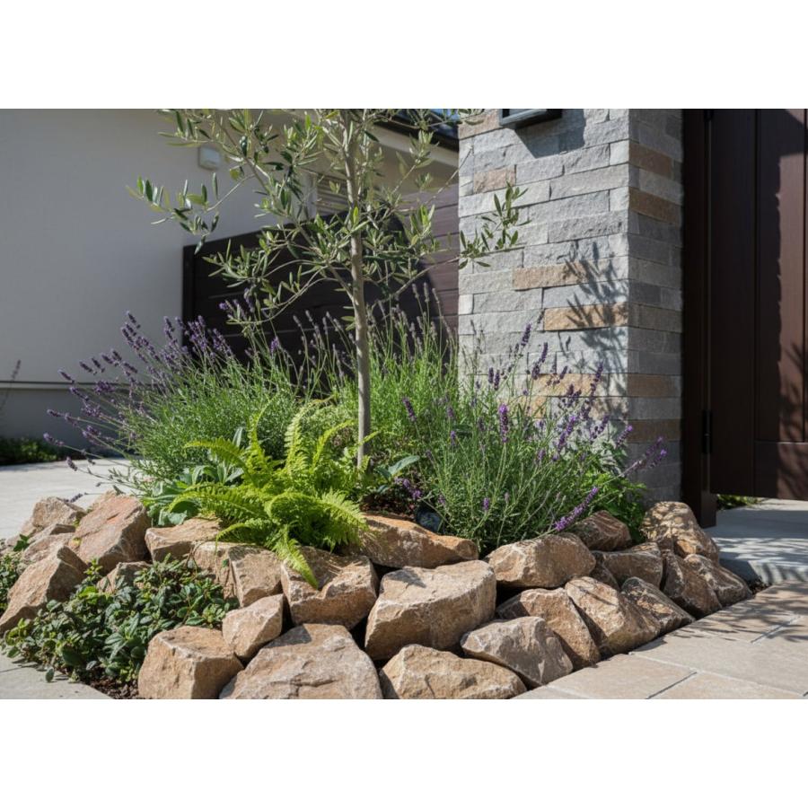 庭石 ロックガーデン 石 割栗石 イエローブラウン 約100〜180mm 20kg