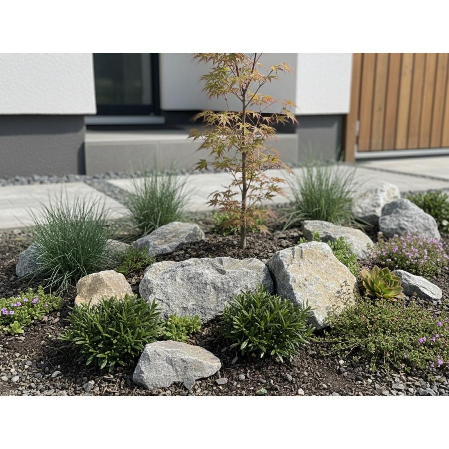 庭石 ロックガーデン 石 大 割栗石 グレー ミックス 自然石 クラッシュ