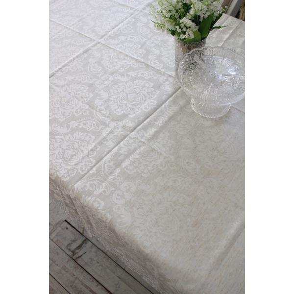 テーブルクロス 6人掛けテーブル 撥水 レース 135×225cm ジャガード