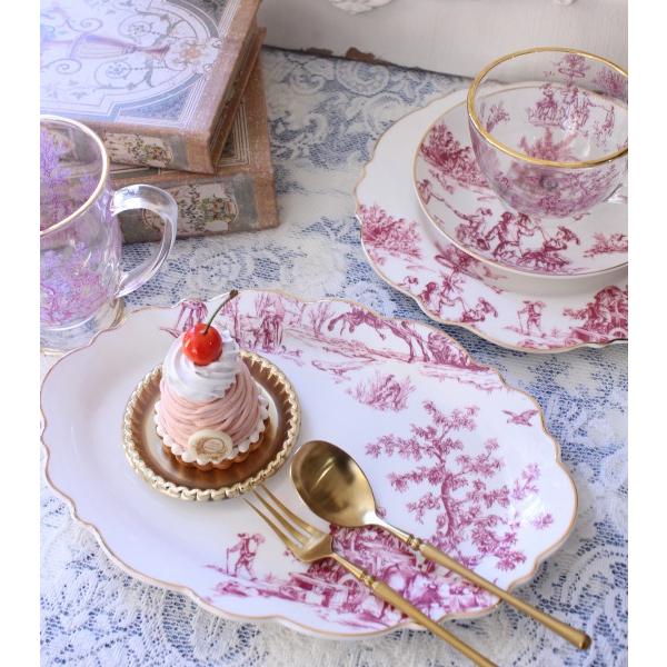 オーバルプレート トワルドジュイ ボルドー 洋食器 ケーキ皿 楕円 皿