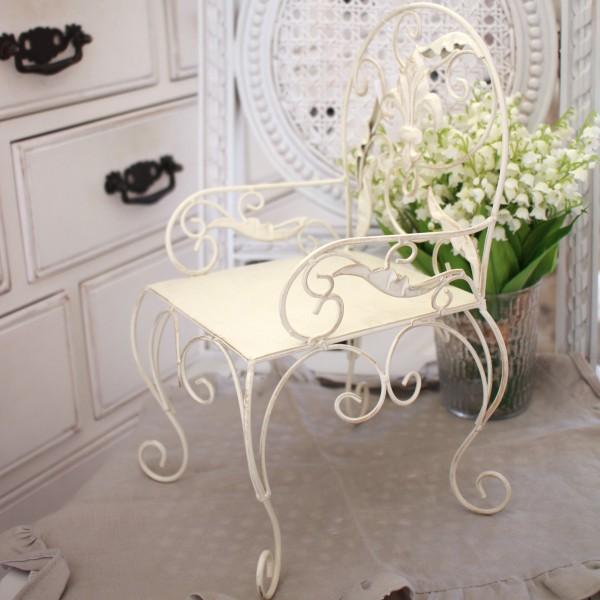アイアン製 花台 チェア ホワイト 飾り台 置物 オブジェ (862