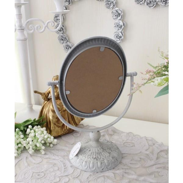 スタンドミラー 卓上ミラー シャビーシック アンティーク風 グレー