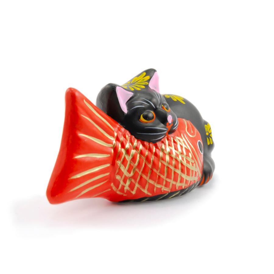 堤人形 つつみのおひなっこや- 鯛黒猫（大） 和のインテリア 土人形