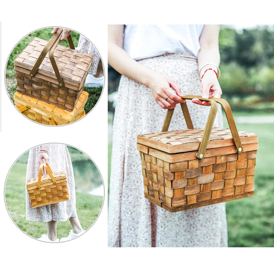 フタ付 ピクニックバスケット ピクニック かご 編み ラタン 藤