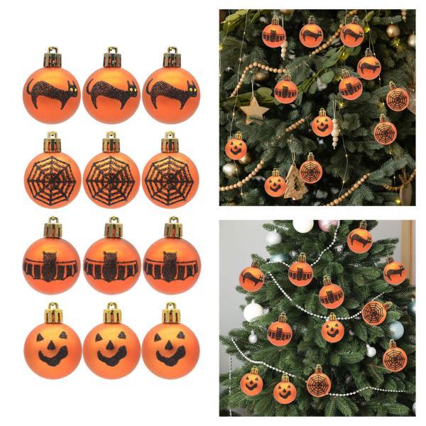 12 個ハロウィンツリーハンギングボールオーナメント感謝祭クリスマス