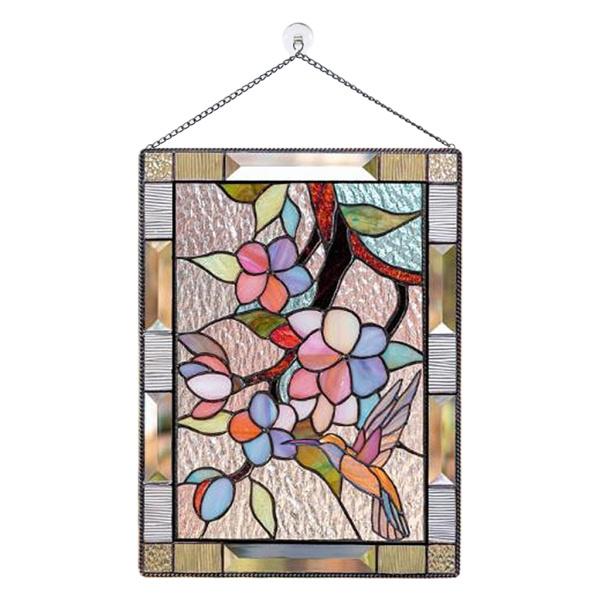 ステンドグラス長方形窓パネルサンキャッチャー壁の装飾チェリー : STK