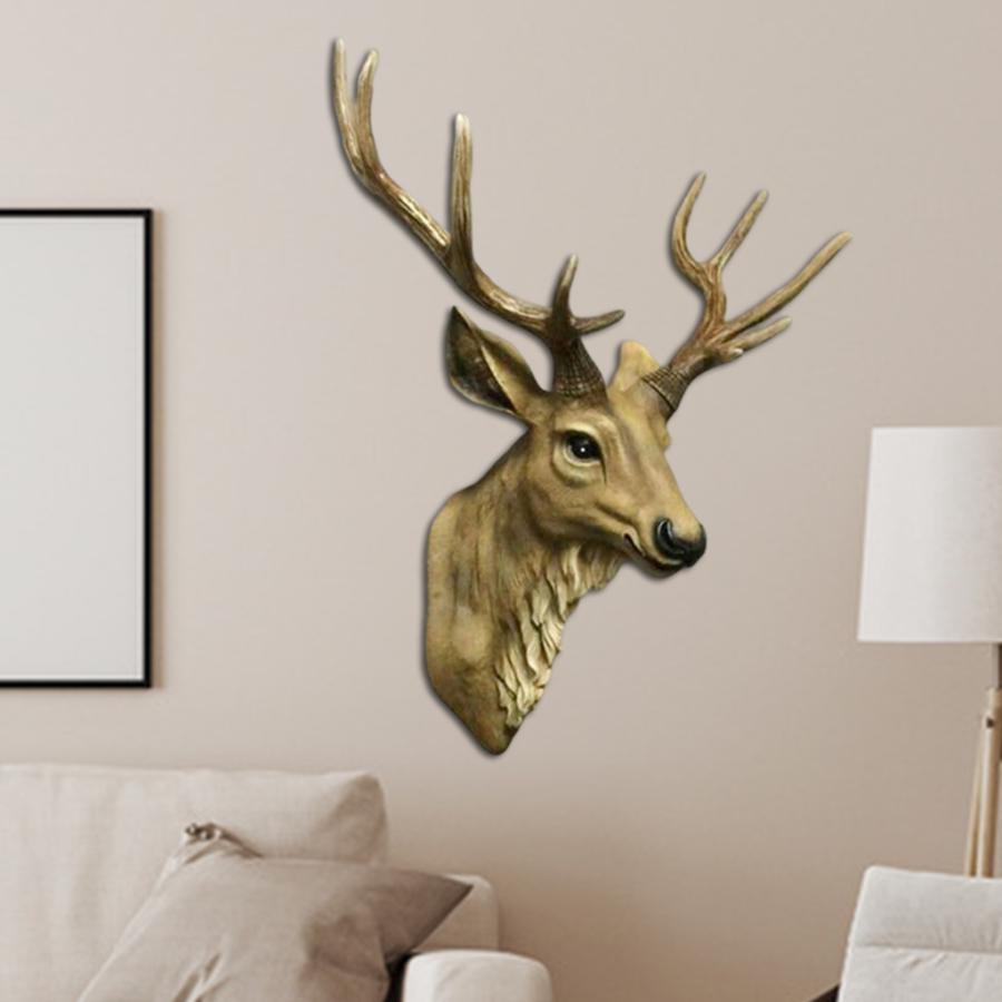 3D動物鹿ヘッド壁彫刻.アート工芸品壁の装飾ヘラジカ枝角用像廊下の壁