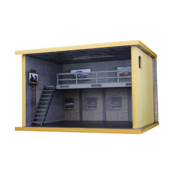 ダブルデッカー車駐車場モデルシーン木製シミュレーション組み立て