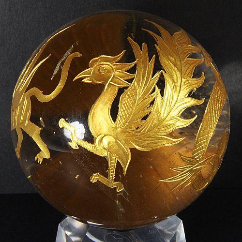 石流通センター 置物 インテリア 彫刻置物 四神獣 丸玉 水晶 45〜50mm