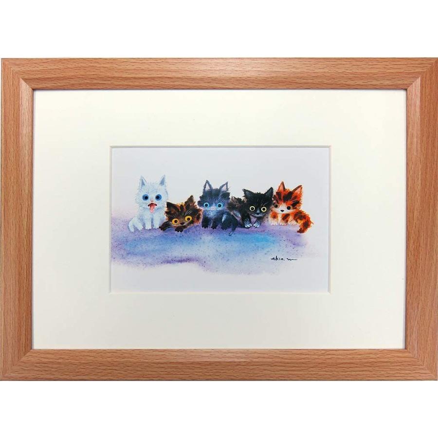 新品 渡辺あきお ねこ フレンド 猫 ネコ 猫の絵 現代アート 額装付き