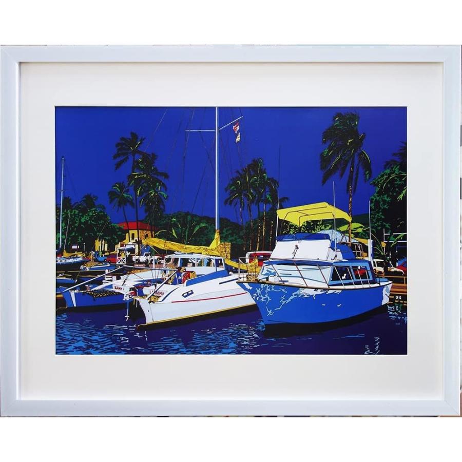 新品 鈴木英人 現代アート ヨット 額装付き 壁掛け 絵画 インテリア 絵