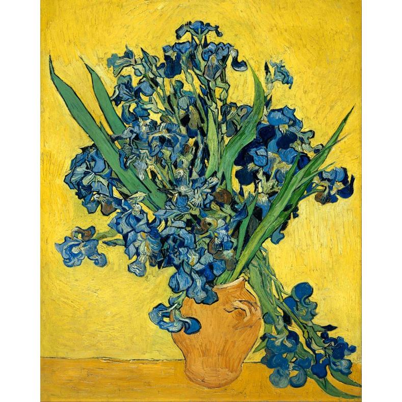 世界の名画 ゴッホ アイリスのある花瓶黄色い背景 ジクレーキャンバス