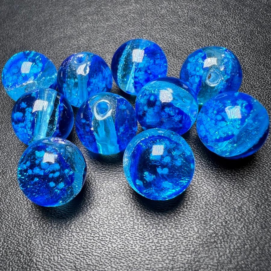 ミヤコマリン 12mm±0.5mm 10粒セット 蓄光ホタルガラス とんぼ