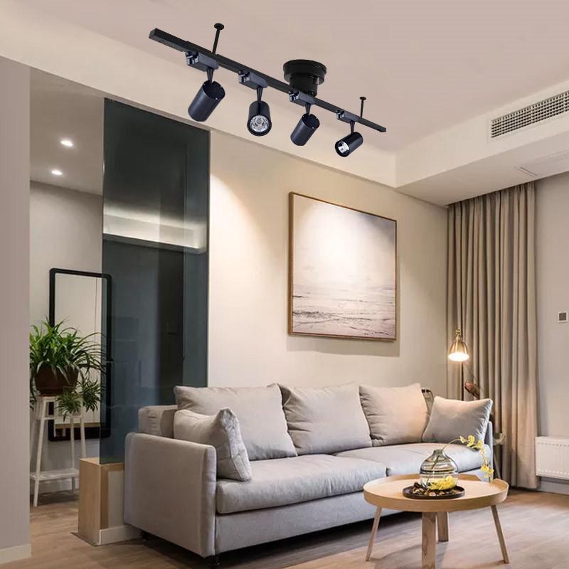 シーリングライト4灯 調光器対応スポットライト付き 配線ダクトレール