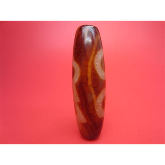 チベット高級紅龍紋天珠 二眼蔵神天珠 天然模様入り 一点物 : 天然石の