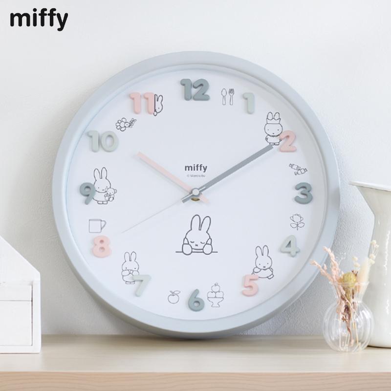 Miffy（ミッフィー） 時計 掛け時計 ウォールクロック グレー かわいい