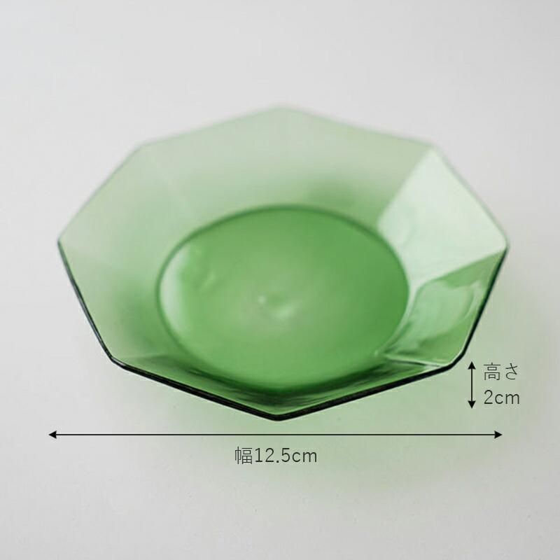 green（グリーン） 皿 ガラス 透明 おしゃれ 八角形 ミニ プレート お