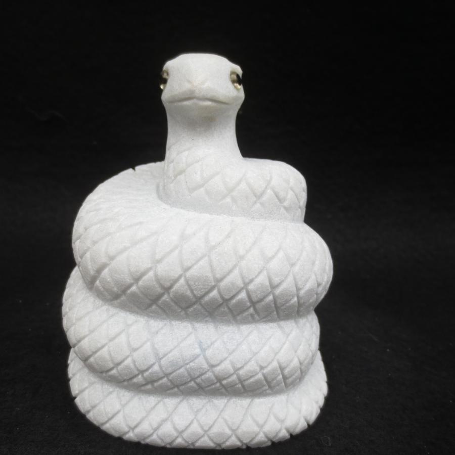 白蛇 白へび ヘビ 蛇 高さ約9cm 巳年 干支 十二支 White snake 金運