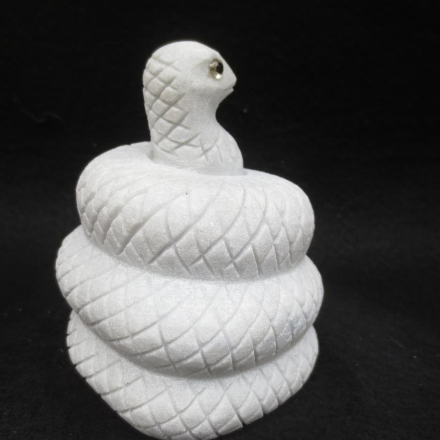 白蛇 白へび ヘビ 蛇 高さ約9cm 巳年 干支 十二支 White snake 金運