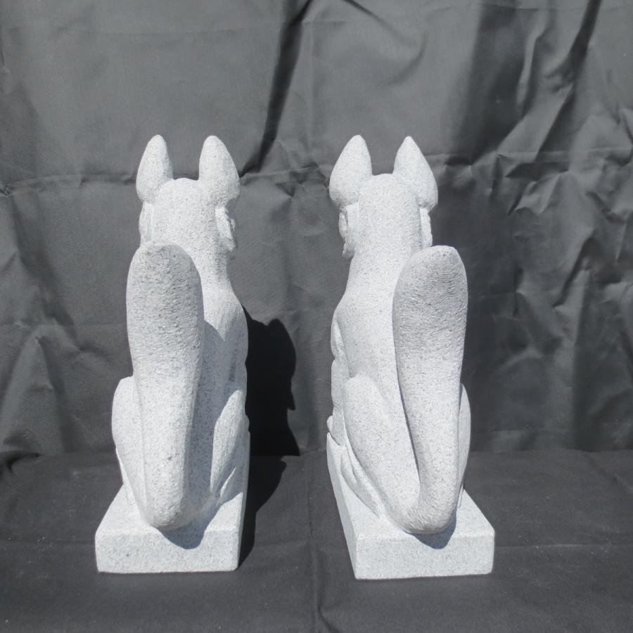 稲荷さん きつね キツネ 狐 一対 10寸 お稲荷 お狐様 置物 みかげ石