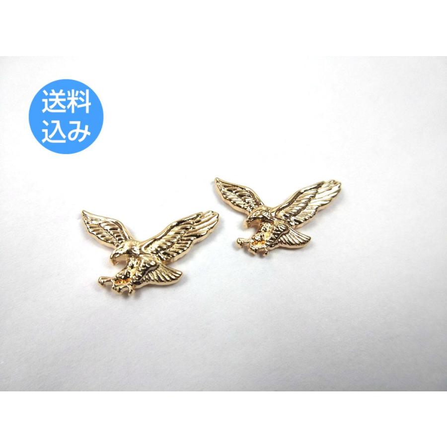 鷹 鷲 ピンバッジ ゴールド 2個セット 合金製 約2.2cm × 1.6cm 動物