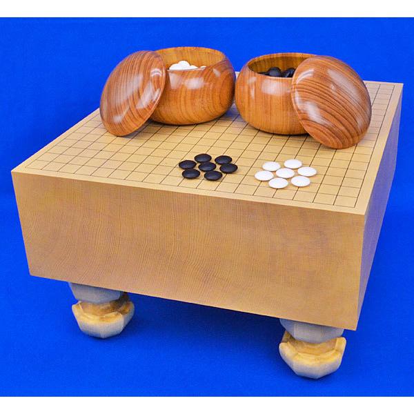 囲碁セット 新かや5寸足付碁盤セット(蛤碁石25号・栗碁笥大)【囲碁将棋