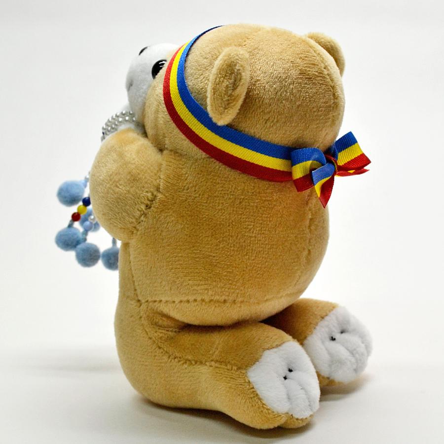 ブルー念珠付きお祈りクマさん 051 ホワイト ピンク ブルー ブラウン