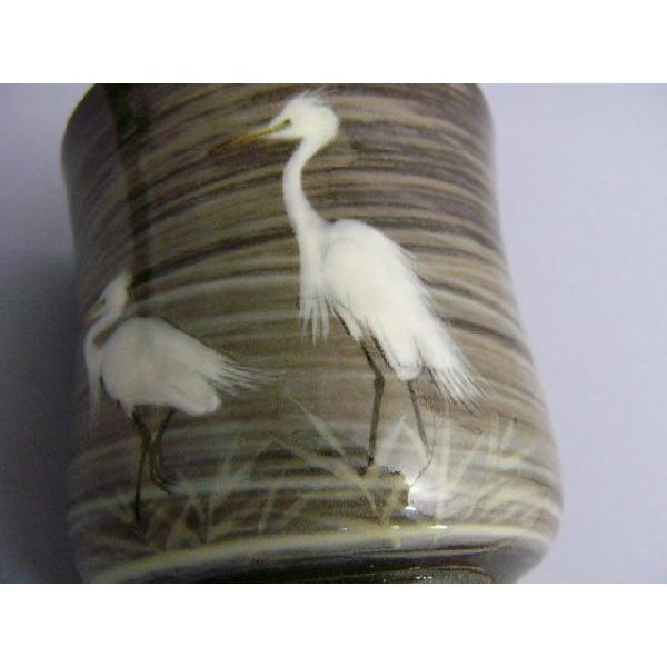 現川焼 臥牛窯「 特製白鷺二羽ぐい呑 」 十三代横石臥牛作（お取り寄せ