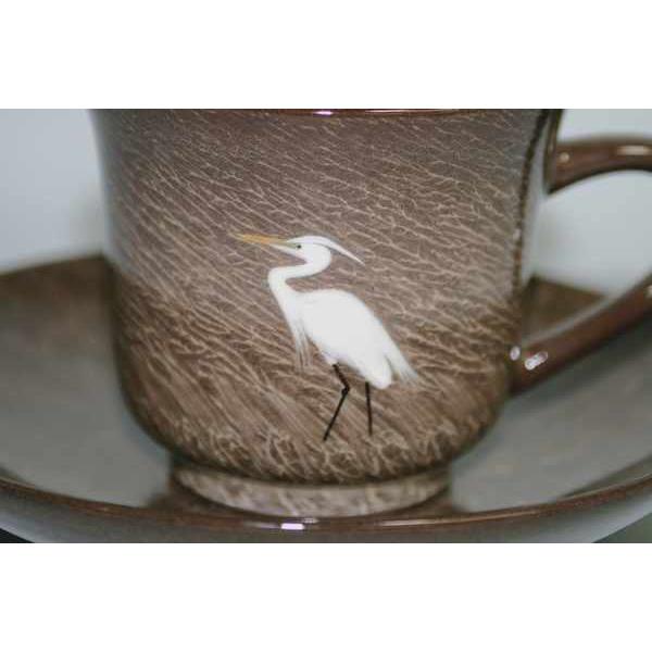 臥牛窯 現川焼「白鷺朝顔型珈琲碗皿」 （お取り寄せ商品です