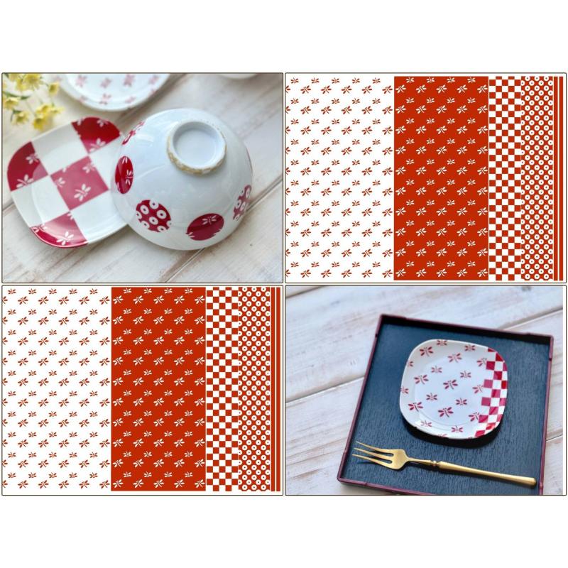 ポーセラーツ 転写紙 【白磁用】和柄とんぼ転写紙 赤 A3サイズ