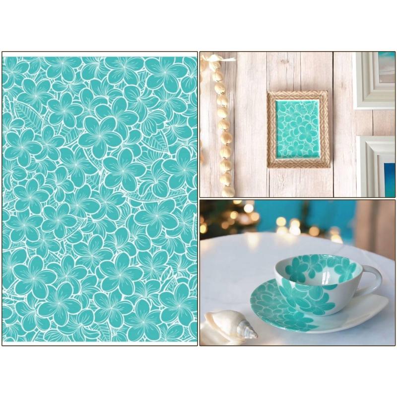 ポーセラーツ 転写紙 【白磁用】Plumeria プルメリア転写紙 ミント