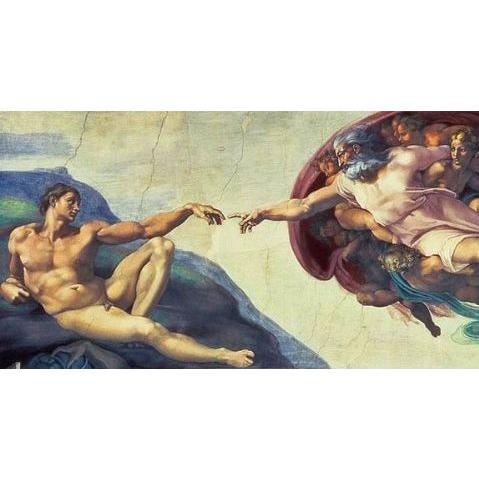 ミケランジェロ・ブオナローティ作品 アダムの創造 ポスター 軽量