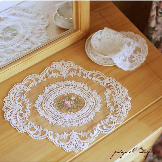 レース ランチョンマット アイボリー テーブルクロス 花柄 刺繍