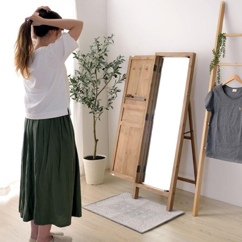 東谷 姿見 全身鏡 スタンドミラー 鏡 姿見鏡 アクセサリー収納 飛散