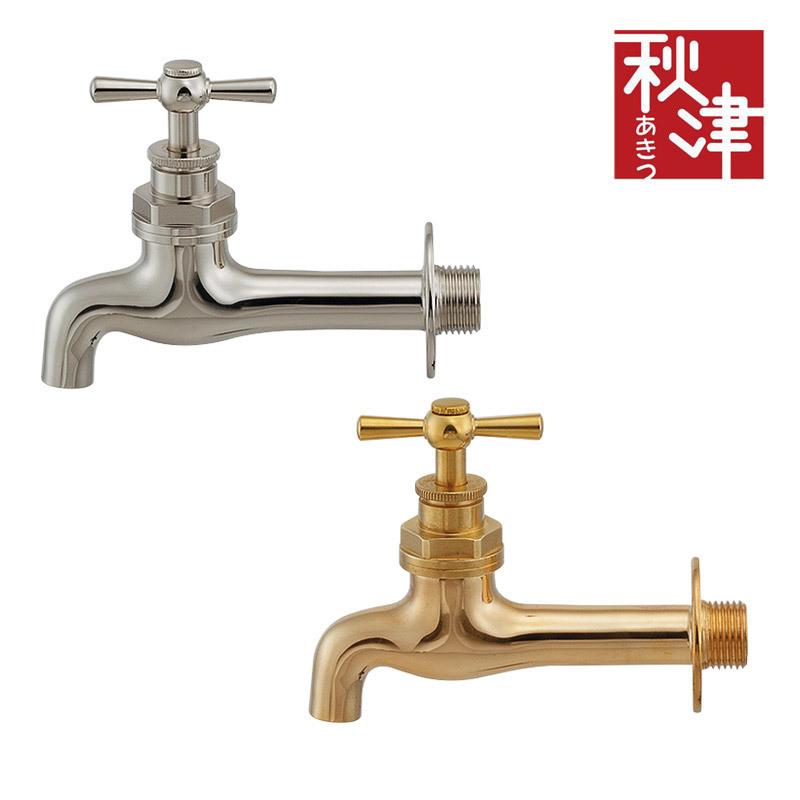 単水栓 胴長横水栓 壁付 横水栓 アンティークゴールド レトロシルバー