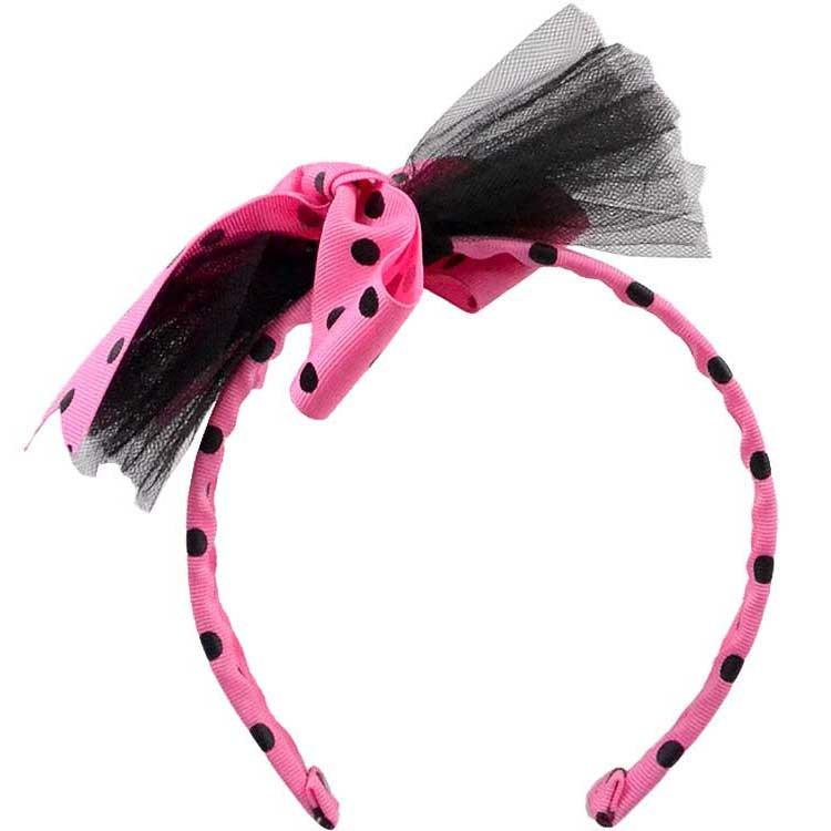 売切価格/カチューシャ ピンク ドット リボン ヘアアクセサリー DBHB