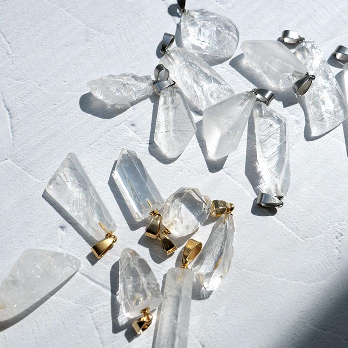 水晶 レムリアンシード原石 ペンダントトップ サージカルステンレス